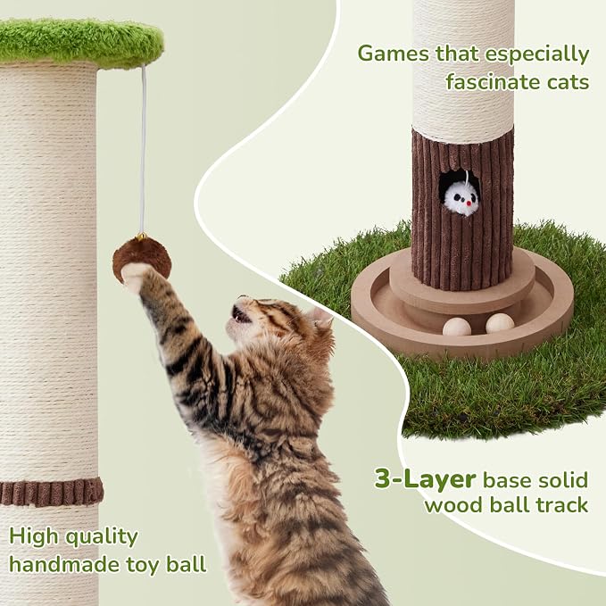 Woochpet 34" Tall Cat Scratching Posts,Heavy Duty and Thicker Cat Scratcher | Protect Furniture,Modern Boho Cat Post,For Indoor Cats,Interactive Cat Toys