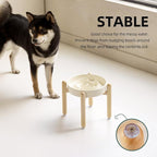 Havniva Elevated Slow Feeder Dog Bowls, Ceramic Dog Bowl Slow Feeder | 1.6 Cups Raised Slow Feeding Bowl for Medium Breed, Puzzle Dog Food Bowl with Wooden Stand, Non-Slip, Anti-Choking
