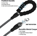 jenico Long Dog Leash 10FT: Heavy Duty Rope Leashes for Dogs Training with Swivel Lockable Hook Reflective Threads Bungee and Padded Handle - Dog Lead for Large Small Medium Dogs Outside Walking