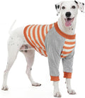 FUAMEY Dog Recovery Sleeve with Elbow Protector, Orange Stripes, L | Stop Licking Joints, Long Sleeve Suit, Protecting Front Leg Arm Wounds, Cover Skin Conditions,Alternative to Cone