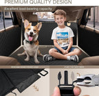 SHARLOVY Back Seat Extender for Dogs, Heavy Duty Dog Car Seat Cover for Back Seat and Aggressive Chewer, Large Hard Bottom Seat Cover for Dogs, Dog Hammock for Car, Travel Pet Bed for Car, SUV, Truck