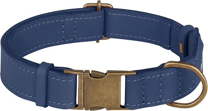 AirTag Dog Collar - Genuine Leather Dog Collar with Apple AirTag Holder and Metal Buckle - Smart GPS Tracking Pet Collars (Smoky Blue, S, 12"-15" Neck Fit) (Smoky Blue, XL, 20"-25" Neck Fit)
