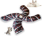 EGETOTA Cat Tunnel for Indoor Cats Large, with Play Ball S-Shape 5 Way Collapsible Interactive Peek Hole Pet Tube Toys, Puppy, Kitty, Kitten, Rabbit (S4 - Mushroom)