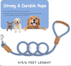 Mile High Life Dog Leash with Genuine Leather Handle, 6 FT/5 FT/4 FT | Leather Grip Rope Leash, Heavy Duty 360° Swivel Metal Clasp, for Small Medium & Large Dogs