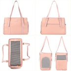 Lasaviin Fashion Dog Purse Pet Carrier Leather Bag for Small Dogs Cats Puppy, Portable Tote Bag Airline Approved Soft-Sided Carriers (Pink)