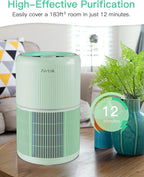 2 Pack Air Purifier for Home Bedroom with H13 True HEPA Filter for Smoke, Smokers, Dust, Odors, Pollen, Pet Dander | Quiet 99.9% Removal to 0.1 Microns | Green Available for California