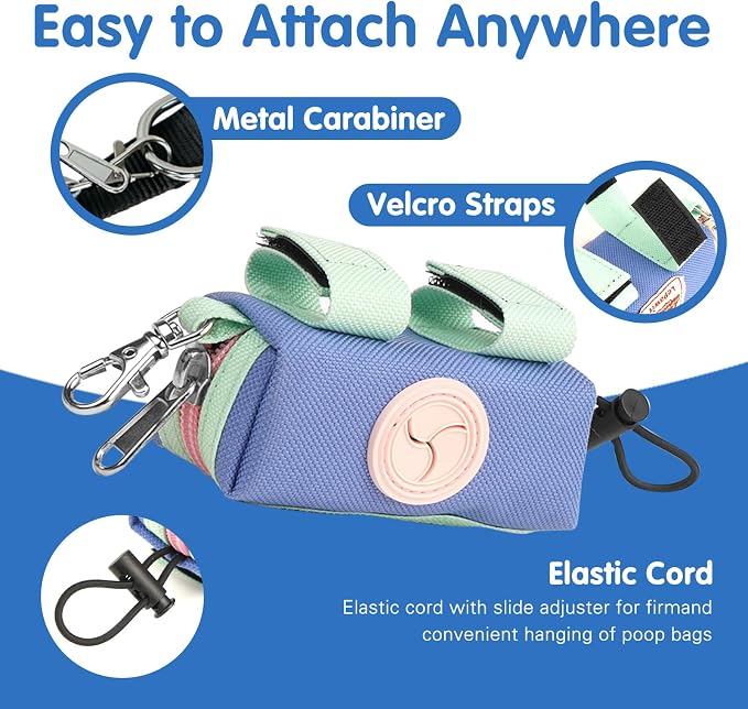 Dog Poop Bag Holder for Leash, Large-Capacity Canvas Pouch, Purple | Holds one bag roll, keys, treats, and small essentials with quick access, secure straps, and water-resistant canvas