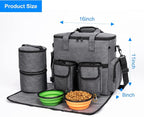 Modoker Dog Travel Bag Backpack, Airline Approved Pet Accessories Organizer for Dog and Cat with Shoulder Strap, 2 Dog Food Storage Containers, 2 Collapsible Dog Bowls,1 Pet Mat, Rose Red | Dog travel accessories set with feeding supplies, bowls, mat, ...