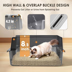 Stainless Steel Litter Box, 17.4'' x 13.5'' x 8.5'' Metal Kitty Litter Box for Small Cats Kitten High Sided Litter Boxs with Scoop Open Top Low Entry Easy to Clean Non-Sticky Anti-Leakage
