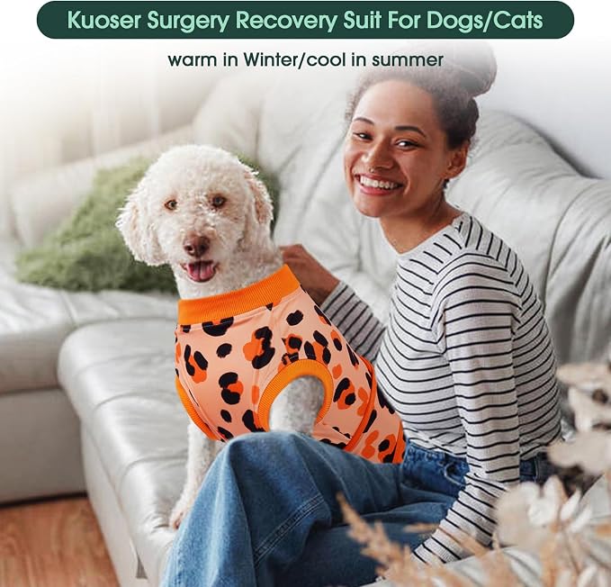 Kuoser Dog Recovery Suit After Surgery, Spay Neuter Surgical Suit for Dogs | Post Surgery Anti-Licking Dog Onesie Protects Wounds and Incisions, E-Collar & Cone Alternative Bodysuit for Female Male Dogs