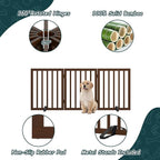 Freestanding Dog Gates Indoor, 3-Panel Pet Gates with 2 Metal Stands and 360° Hinge, 24" H Foldable Dog Gate for Stairs, Doorway, Kitchen, Expands Up to 55" Fully Assembled - Black Walnut
