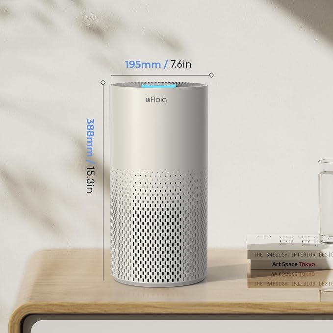 Afloia Air Purifier for Home Bedroom Large Room up to 1076 Sq Ft | 3-Stage Filter, 22dB Sleep Mode, 7 Color Light, 2/4/8H Timer, Kilo Grey