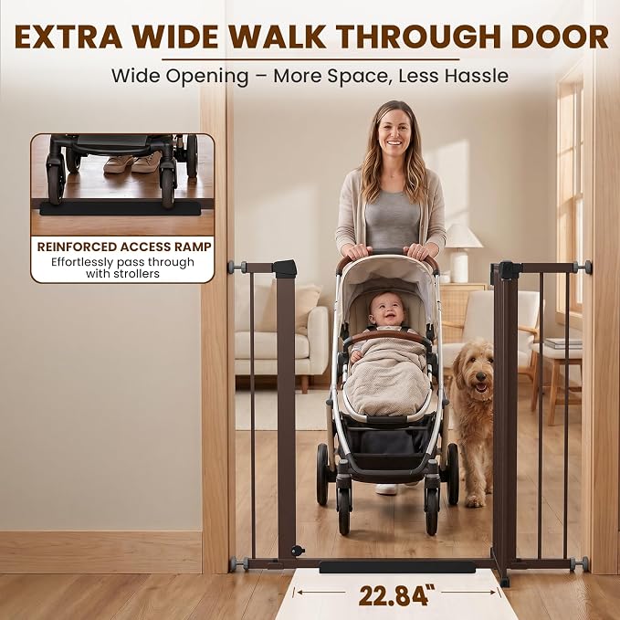 Mumeasy 36" High Extra Tall Dog Gate, 29.7"-40.5" Wide Pressure Mounted Tall Baby Gate for Dog, Auto Close Pet Gate with Door for Stairs,Doorways,House,Black