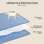 Luciphia Waterproof Blanket for Large Dog, Reversible Sherpa Couch Cover | waterproof pet blanket sherpa fleece reversible couch cover bed protector car from spills scratches, Blue 65" x 57"