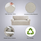 H.VERSAILTEX Stretch Extra Large Sofa Covers Sofa Slipcovers for Living Room Feature Thick Checked Jacquard Fabric with Elastic Bottom, Sofa X-Large - Island Fossi