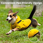 JoyDaog Dog Raincoat with Hood, Waterproof Dog Rain Jacket for Small Dogs | Waterproof dog rain jacket with hood and pockets for rainy walks, outdoor activities and everyday protection,Yellow S