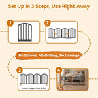 SNUOWU 16 Inch Full Metal Freestanding Short Dog Gate for Small Dogs, Foldable 6-Panel Pet Barrier, Expands Up to 72" Wide, Indoor Safety Fence for Doorway, Home & Stairs, Black