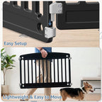 DUMOS Dog Playpen 8 Panels 24" Plastic Exercise Indoor Pen with Door Small Puppy, Medium Dogs Animal Pet Fence for Outdoor, Garden, Yard, RV Camping, Black