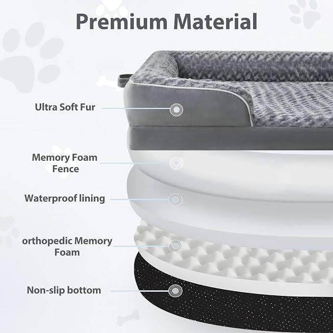 WNPETHOME Human Dog Beds for People Adults, Washable Faux Fur Nap Bed Adult Oval for People, Calming Human Size Giant Dog Bed Fits Pet Families with Storage Pocket Grey