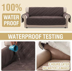 H.VERSAILTEX 100% Waterproof Sofa Covers for 3 Cushion Couch Modern Sofa Cover for Dogs XL Couch Covers for Oversized Sofa with Elastic Straps (Oversized Sofa,Chocolate/Beige)