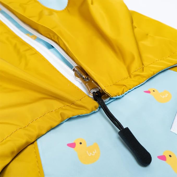 Lucy & Co. Lucky Ducky - Reversible Raincoat for Dogs & Pets - Dog Raincoat - Fashionable and Comfy Water Proof Adjustable Poncho for Canines - X-Large - Yellow Blue Rubber Duck