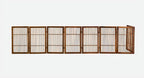 Urnporium Pet Dog Gate Freestanding, Strong Durable Folding Wooden Fence, Portable Acacia Hardwood Safety Barrier for Indoor & Outdoor Use (Brown Pet Gate, 8 Panel 30" Tall)
