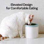 Hello Bowl Elevated Ceramic Cat Bowl with Stand, Raised Whisker-Friendly Feeding Bowl for Cats & Small Dogs, Patented Design, Made in Korea (Pink, Round Only/Wet)