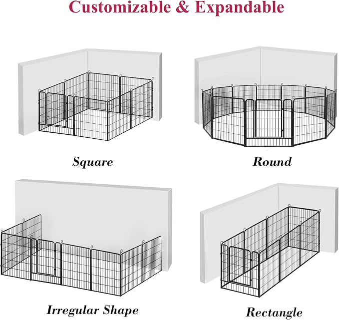 Dog Playpen Fence for Yard, 32inch 40 Panels Anti-Rust Pet Playpen Exercise Pen with Lock, Portable Pet Fence for Yard RV Camping