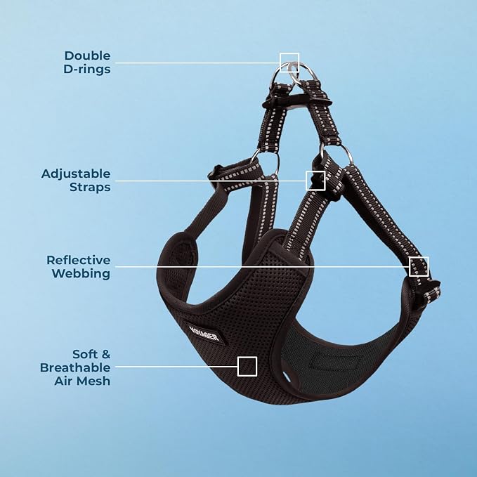 Voyager Step-in Flex Adjustable Dog Harness - Black, X-Small | 13 - 16" in Chest, Fully Adjustable, Reflective Bands, All Weather Breathable Air Mesh, Lightweight, Fast Drying