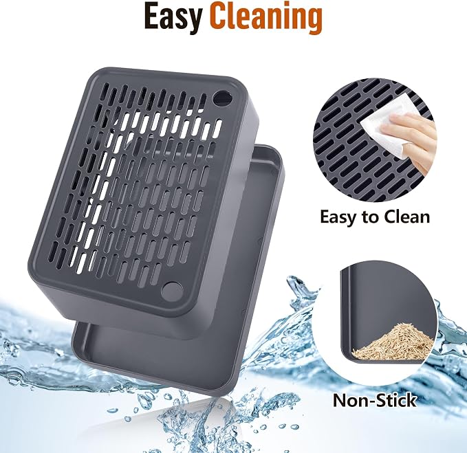 Litter Box Ramp, Cat Step for Litter Box with Filter Function, Dark Grey | Cat Litter Box Step for Kitten & Elderly Cats, Washable Double Layer Litter Catcher, Non-Slip Litter Catcher, Easy to Clean