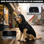 Dog Raincoat with Built-in Harness, Dog Rain Jacket with Clear Hood | Rain Coat For Small Dogs, Doggy Poncho With Back Zipper, Reflective Strip, For Rainy Snowy Weather Walks, Hiking, Camping, M
