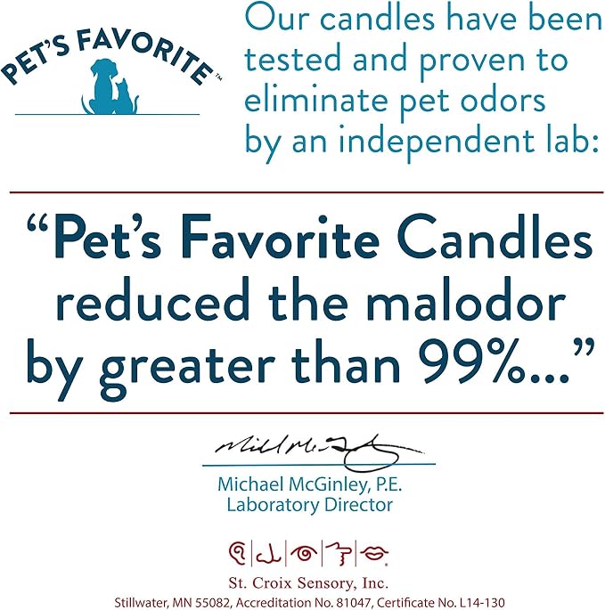 Pet's Favorite Pet Odor Candle, Clean Burning, Long Lasting Apple Scented Candle with a Natural Fiber Wick and 70 Hour Burn Time, Crisp Apple - Pack of 2