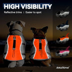 AMZNOVA Dog Swim Vest Shark Dog Life Jacket Life Vest | Lifejacket with Shark Fin & Handle for Boating & Swimming, High Visibility Adjustable for Doggy Cat Puppy, XL, Bright Orange