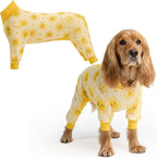 Spark Paws Dog Pajama, Dog Recovery Suit Male, Onesie, Ultra-Soft and 4-Way Stretch, for Small Medium and Large Breeds - Sunshine - L