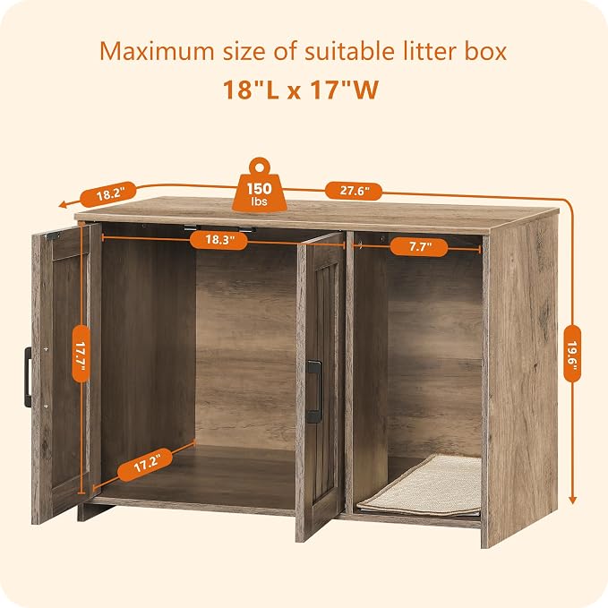 Dwanton Litter Box Enclosure, Wooden Cat Washroom Indoor, 27.6", 107GG