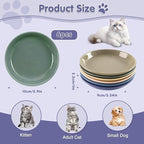 6 Pack Cat Food Bowl, Ceramic Cat Bowls, Anti Whisker Fatigue Cats Bowl Set | 5.5 Inches Shallow Wide Kitten Plates for Food and Water (CaiSe-B)