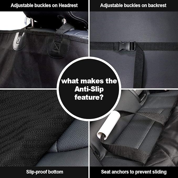 AsFrost Dog Seat Cover Cars Trucks SUVs, Thick 600D Heavy Duty Pets Car Seat Cover, Waterproof & Wear-Resistant Durable Nonslip Backing & Hammock Convertible, Black, 2 Pack | Thick 600D Oxford, Heavy Duty, Waterproof & Wear-Resistant, Durable Nonslip B...