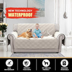 100% Waterproof Loveseat Covers for 2 Cushion Couch Sofa Covers Waterproof and Washable Sofa Slipcover with Side Pocket Furniture Protector with Elastic Straps(Loveseat 48", French Oak)