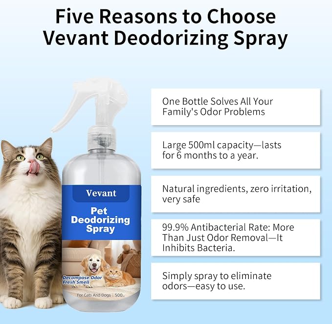 Pet Odor Eliminator Spray, for Cat & Dog Deodorizer, 16.9 fl.oz | Cat & Dog Deodorizer, Safe and non irritating, Removes Odors from Pet Secretions, Feces, Urine, For Furniture & Pet Supplies