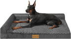 Patas Lague Orthopedic Large Dog Bed Pet Sofa Beds 48''X30''Dark Grey | L Bolster Egg-Crate Foam Dog Couch For Large Sized Dogs, Waterproof Removable Washable Cover, Pet Mat with Nonskid Bottom