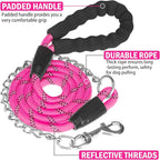 HOMIMP Chew Proof Dog Leash for Medium Large Dogs, Reflective 6 FT Heavy Duty Metal Chain Dog Leashes with Soft Padded Handle, Anti Bite Durable Rope Leashes for Pitbull, Non Chewable