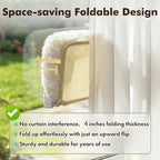 Zoratoo Extra-Thick Cushion Cat Window Perch, Foldable Cat Bed, White | Fluffy Long-pile Bolster, Machine Washable, Cordless Pet Hammock with Sturdy Metal Frame for Cats of All Breed