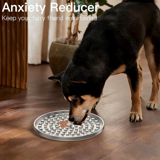 Lick Mat for Dogs & Cats, Double-Wall Stainless Steel, Small-1Pack | Non-Slip Heavy Duty Base, Mental Stimulation for Anxiety Reducer, Whisker-Friendly for Cat