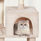 Cut Cat Tree Cat Tower Condo with Hammock Kittens Scratching Post Beige | MIAO PAW Cat Bed For Indoor Modern Activity Tree for small Cat with Board Hanging Ball Play House