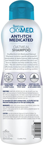 TropiClean OxyMed Medicated Dog Shampoo, Soothing Oatmeal Formula, 20oz | For Allergies & Itching | Dry Itchy Skin, Seborrhea & Hot Spots | Medicated Oatmeal | Cat Safe