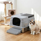 Stainless Steel Litter Box,XXXL Metal Litter Box with Lid | Extra Large Enclosed Litter Boxes for Big Cat, Anti-Urine Leakage,Easy Cleaning, No Smell, Includes Scooper and Mat
