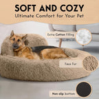 PetJett XL Dog Bed for Large Sized Dog - 45'' Extra Large Dog Bed, Washable Dog Bed - Anti-Slip Super Soft Round Donut Bed, Fluffy Faux Fur Anti-Anxiety Premium Comfort Pet Bed, Fits Dogs upto 120 lbs