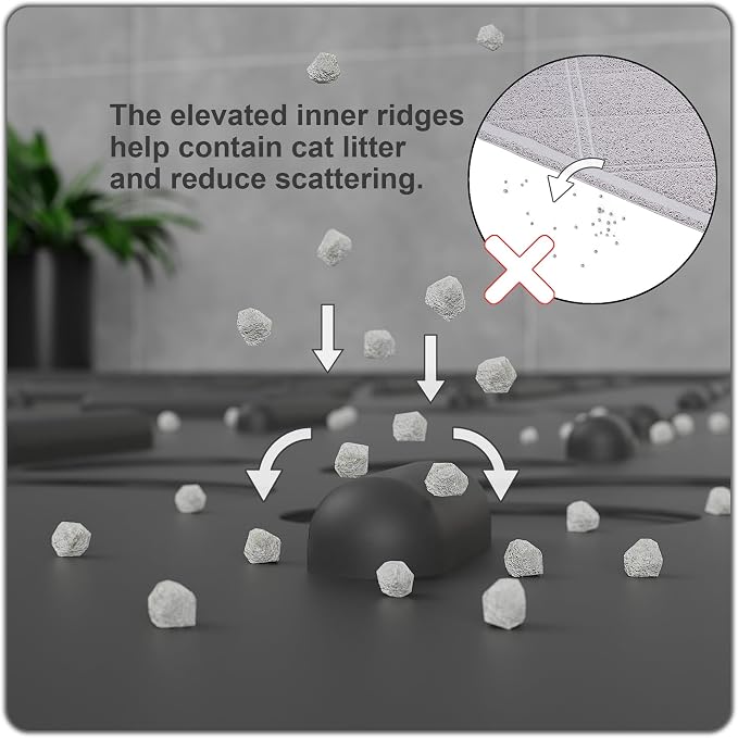 Large Cat Litter Mat, 31.5x23.6 Black, Premium Silicone Rubber, Waterproof & BPA-Free, Traps Litter, Easy to Clean, Keeps Floors Tidy