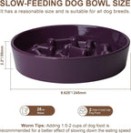 Ceramic Slow Feeder Dog Bowls, Ceramic Slow Feeder Maze Dog Food Bowl, Slow Eating Dog Bowl and Slow Feeder Dog Bowl Anti-Choking for Daily Pet Feeding （Purple Bone）