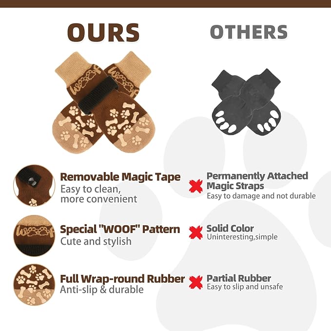 KOOLTAIL Dog Socks Shoes for Hot Pavement to Prevent Licking Paws, Winter Dog Boots & Paw Protector for Hardwood Floors Anti Slip,Traction Control Grip Booties for Small Medium Large Senior Dogs, XL